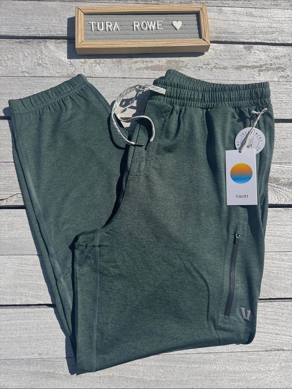 Vuori Sunday Performance Sweatpant 28 Inch Agate Green Heather Large NWT